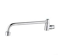 Wall Mounted Kitchen Faucet Single Cold Water Swing Spout Rotating Tap 20/25/30cm Copper Construction Silver Finish for Sink Basin(25cm)