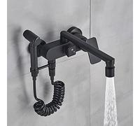 Wall Mounted Kitchen Faucet with Bidet 2 Function Sprayer, Hot and Cold Mixer Taps 360° Rotate Sink for Washing Vegetable,Black(Nero)