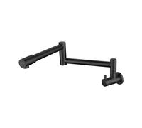 Wall-Mounted Kitchen Faucet with Foldable Extendable Double Oscillating Arms for Pot Filling and Sink Use,Black