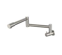Wall-Mounted Kitchen Faucet with Foldable Extendable Double Oscillating Arms for Pot Filling and Sink Use,Brushed
