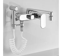 Wall Mounted Kitchen Faucet with Spray, Single Handle Mixer Tap, Dual Mode Chrome Finish, 25cm, Modern Design, Durable, Made in China