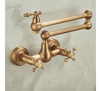 Wall Mounted Kitchen Mixer Tap Fold Hot and Cold Water Rotate Kitchen Taps Mixer Wall Mounted Brass-Antique