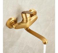 Wall Mounted Kitchen Mixer Tap Rotary Single Handle Brass Hot and Cold Water Kitchen Tap-Antique