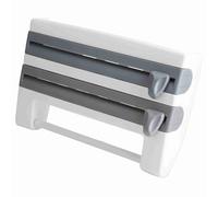 Wall Mounted Kitchen Organizer, Paper Towel, Aluminium Foil, Cling Film Holder, Black and Grey
