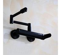 Wall Mounted Kitchen Pot Filler Mixer Tap Universal Hot & Cold Single Handle Faucet Multifunctional Double Hole Design for Kitchen Sinks - Stylish Black Finish