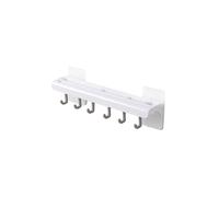 Wall-Mounted Kitchen Rack Knife Holder Storage Shelf with 6 Hooks Cutlery Organizer Household Accessories White