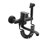 Wall Mounted Kitchen Sink Mixer Tap - 20cm Swivel Spout Pull-Out Spray Single Handle 2 Hole Design Modern Faucet for Effortless Washing and Cooking