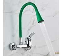 Wall-Mounted Kitchen Sink Mixer Tap 360° Swivel Faucet with Flexible Hose Double Holes Design for Easy Mixing Perfect for Modern Kitchens