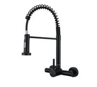 Wall Mounted Kitchen Sink Tap Dual Mode Hot and Cold Water Kitchen Sink Tap Stainless Steel-Black