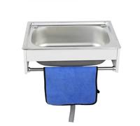 Wall Mounted Kitchen Sink with Steel Drainer and Towel Rack for Indoor Outdoor Use
