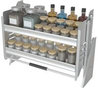 Wall-Mounted Kitchen Spice Rack Pull-Down Storage Shelf Oberschrankfor Dishes and Spices Space-Saving Cabinet Shelf (30)