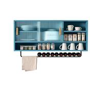 Wall-Mounted Kitchen Storage Cabinet with Acrylic Sliding Door, Stylish Display Organizer for Living Room, Dining Room, Bathroom - Blue, 120x50x28cm