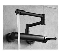 Wall Mounted Kitchen Tap Black Brass Single Handle Hot and Cold Water Folded-Black