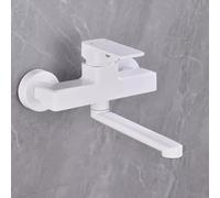 Wall Mounted Kitchen Tap, Rotating Single Handle, Brass Construction, Hot and Cold Water, Black Finish