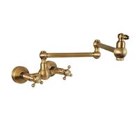 Wall Mounted Kitchen Taps Brass Fold Hot and Cold Water Swivel Spout Kitchen Taps Mixer Wall Mounted-Antique