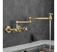 Wall Mounted Kitchen Taps Brass Hot and Cold Water Folding Kitchen Taps Mixer Wall Mounted-Antique