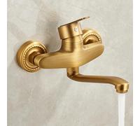 Wall Mounted Kitchen Taps Swivel Spout Kitchen Taps Mixer Wall Mounted Brass Single Handle-Antique