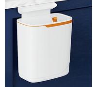 Wall Mounted Kitchen Trash Bin Cost & Hanging Trash Can with Lid for Cabinet Door Countertop & Under Sink Gray White & White 10" Size