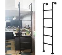 Wall Mounted LadderBasement Window Well Egress Ladder, Black Wrought Iron Attic Bunk Bed Ladder Wall Mounted, Emergency Fire Climbing Ladder, 330LBS Load Capacity, Customizable Size (Size :