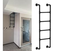 Wall-Mounted Ladders for Home, 3.3-9.8ft Basement Window Well Egress Exit Ladder, Metal Stepladders for RV Attic Bunk Bed, 4-10 Steps Ladder for Attic Stairs, Black(140cm
