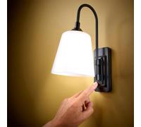 Wall Mounted Lamp - Battery Powered Cordless Rotating Angle Adjustable LED Spotlight or Uplighter Light for Bedroom, Living or Dining Room, Lounge, Office, Hallway, Corridor - H27 x W12 x D19cm