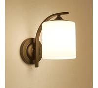 Wall Mounted Lamp Fixture Bedroom Bedside Reading Lamps | Amen Tradition Lighting Wall Sconce, 1 Light Bathroom Vanity Wall Light with White Glass, Black Finish