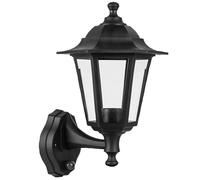 Wall-Mounted Lamp Outdoor Garden Light with Night and Day & Motion Sensor Black