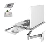 Wall Mounted Laptop Stand Adjustable Holder with Mouse Tray, Aluminum Alloy, 8KG Capacity, Multifunctional Foldable Laptop Notebook Stand for Office Workstation