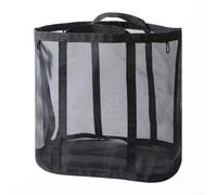 Wall Mounted Laundry Basket Foldable Mesh Hamper for Dirty Clothes Ventilated Storage Organizer 40x25x41cm Grey(Black)