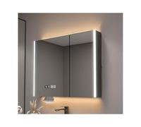 Wall-Mounted LED Bathroom Mirror Cabinet Dimmable & Illuminated Stylish Gray Finish 70cm Storage Unit Perfect for Modern Bathrooms & Space-Saving Solutions