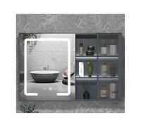 Wall-Mounted LED Bathroom Mirror Cabinet with Adjustable Shelves - 90 cm (35.4 inches) Gray Storage Solution for Modern Bathrooms