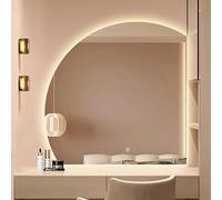 Wall Mounted LED Bathroom Mirror with Touch Switch SemiCircular Decorative Illuminated Cosmetic Mirror Stylish 90 x 90 cm Mirror for Easy Makeup and Grooming