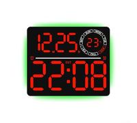 Wall Mounted LED Digital Clock for Living Room Ambient Lighting Effects Temperature Display Week Number Indicator and Adjustable Brightness Levels (red)