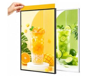 Wall-Mounted LED Light Box, Ultra Slim Plug-in Advertising Display Frame, Illuminated Poster Holder & Backlit Menu Board, Message Boards & Signs, for Restaurants Bars Shops silver A2/43.5x60CM