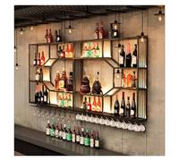 Wall Mounted LED Wine Rack Metal Bar Liquor Shelves & s Holder Floating Wine Sto for Kitchen & Home Bar Det d Black h