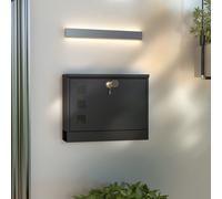 HOMCOM Wall Mounted Letter Box, Weatherproof Post Box for Outside, Modern Mailbox with 2 Keys and Viewing Windows, Easy to Install, 36.5x11.5x29cm, Black