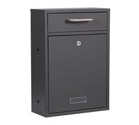 Wall Mounted Letter Box V52 Anthracite Lockable Post Box Mailbox with Name Plate Window