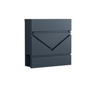 SONGMICS Letter Box, Wall-Mounted Post Box, Mailbox with V-Shaped Viewing Window, Lock and Lid, Newspaper Holder, Easy to Install, Anthracite Grey GMB054G01