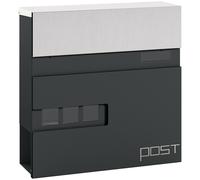 Wall Mounted Letterbox Charcoal Grey 37x10.5x37cm Galv Stainless Steel Lockable