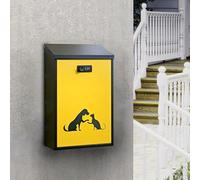 wall-mounted letterbox, Suggestion Box with Combination Lock, Cute Cutout Pattern, Secure Mailbox, Medium Capacity(Black)