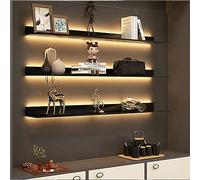 Wall Mounted Light-Emitting Shelves, Storage Shelf Floating Display Shelf LED Light Up Can Hold A Lot Of Things Objects Are Not Easy To Fall (Color : Noir, Size : 60x23x7.5cm)