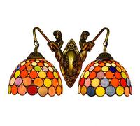 Wall-Mounted Light Fixture 8" British Modern Mermaid Corridor Double Head Wall lamp Colorful Stained Glass Living Room Dining Room bar Glass Lamps
