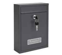 Wall Mounted Lockable Letter Box | Modern Steel Post Box with Key | Weatherproof Outdoor Mailbox | A4 Compatible | 31 x 22 x 9 cm - Grey