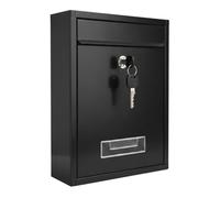 Wall Mounted Lockable Letter Box | Modern Steel Post Box with Key | Weatherproof Outdoor Mailbox | A4 Compatible | 31 x 22 x 9 cm - Black