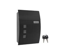 SONGMICS Mailbox, Wall-Mounted Lockable Post Letter Box with Viewing Windows, Nameplate, and Keys, Easy to Install, Black GMB30BK