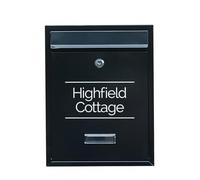 Wall Mounted Lockable Post Box - Black Metal Mailbox with Nameplate | Secure Outdoor Letterbox for A4 Envelopes, C4 Mail & Magazines | Weatherproof Wall Mail Box with Keys