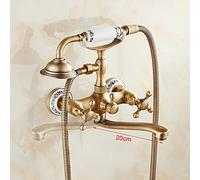 Wall Mounted Long Nose Bathtub Faucet Antique Brass Tub Sink Faucet Telephone Style Bathroom Bath Shower Set with Handshower,25cm Spout B,20cm Spout