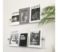 Wall Mounted Magazine Holder Rack, Clear Acrylic Display Stand for Office and Home Decor