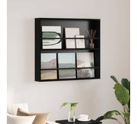 Wall-mounted Magazine Rack Black Oak 80x12x70cm Engineered Wood Shelf Slimlines