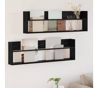Wall-mounted Magazine Rack Black Oak Engineered Wood 100x12x30 cm Shelf Stylish
